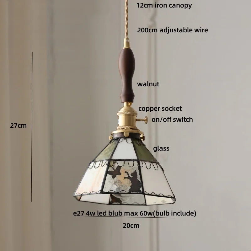 Afralia™ Tiffany Glass LED Pendant Light Kitchen Bar Cat Modern Hanging Lights