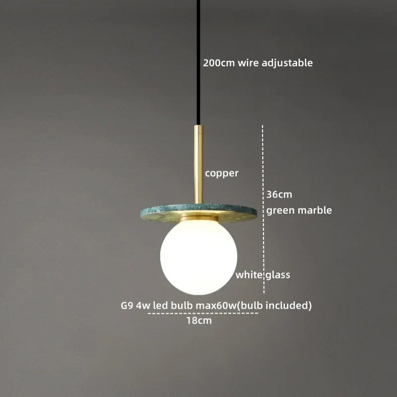 Afralia™ Marble Copper LED Pendant Lamp for Modern Living Room Decor