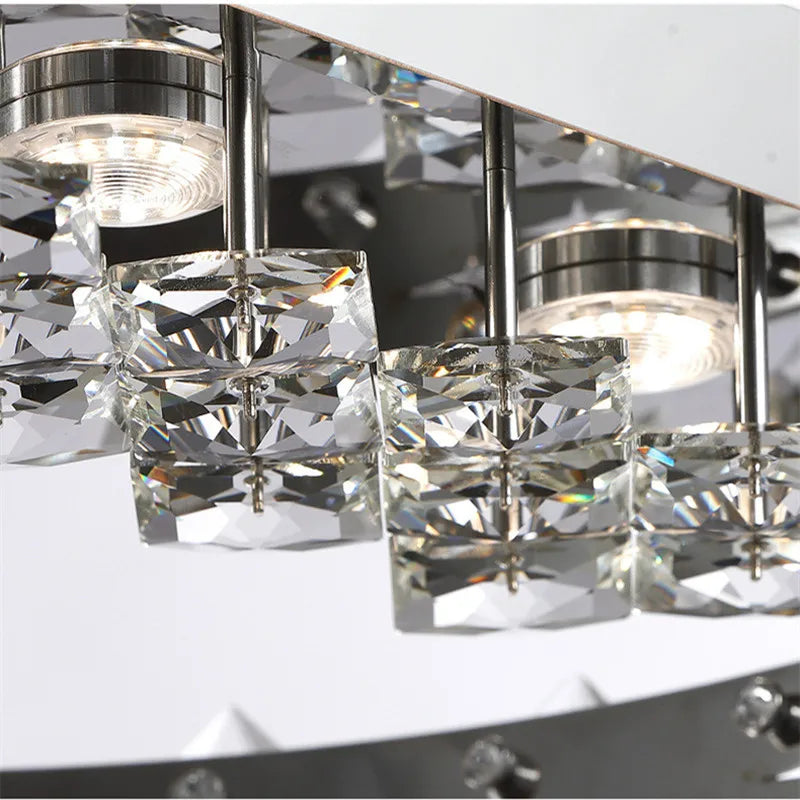 Afralia™ Crystal Ceiling Light: Modern Luxury Stainless Steel Dimmable Fixture for Living & Dining Room