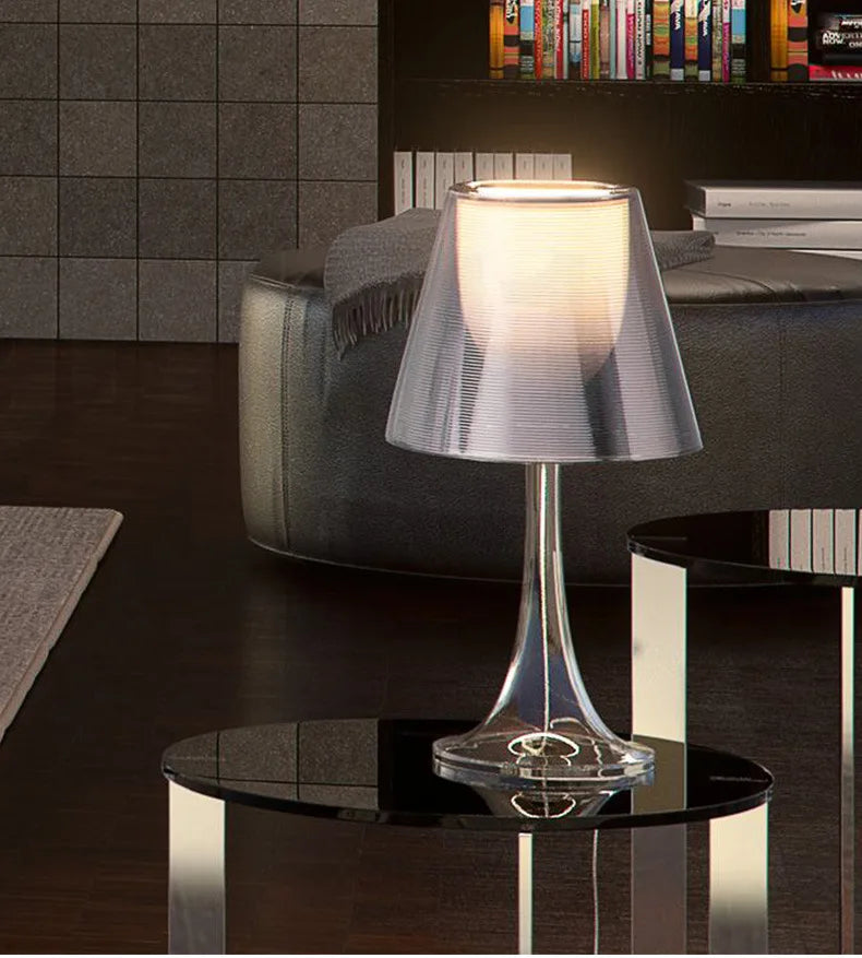 Afralia™ Clear Acrylic Table Lamp: Modern Design LED Light for Bedroom, Living Room, Bar, Hotel