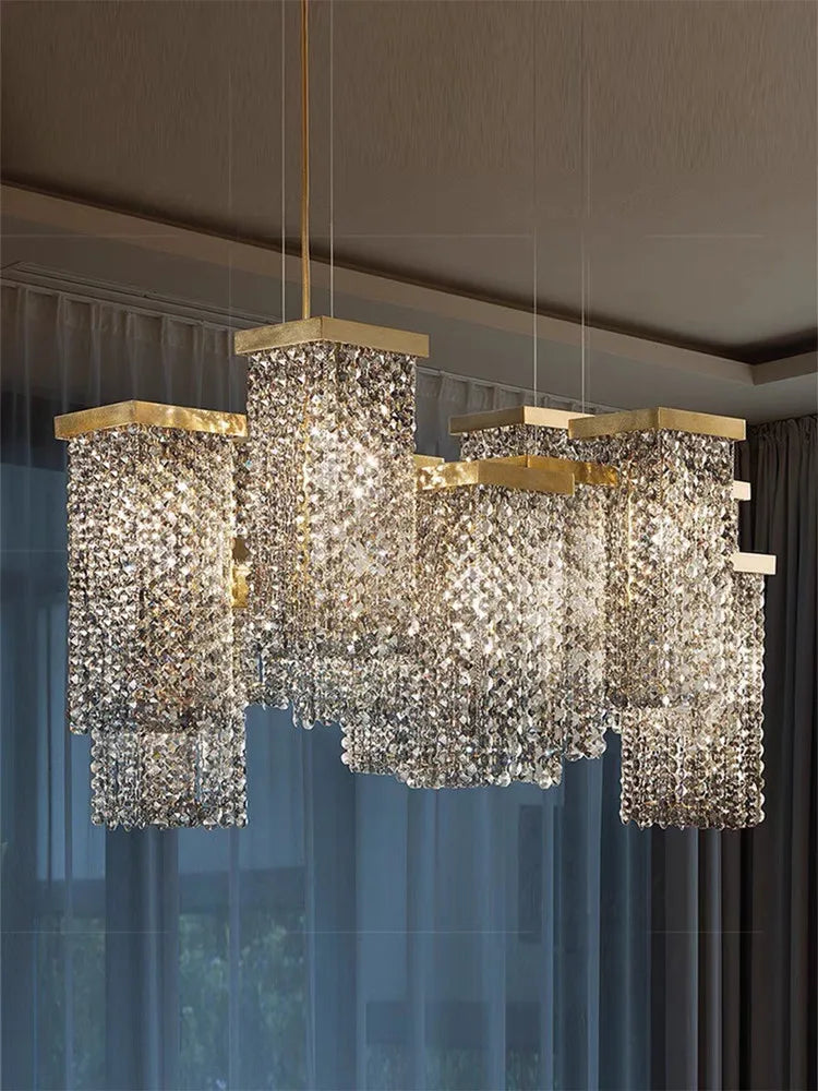 Afralia™ K9 Crystal Pendant Chandelier for Modern Dining Room Luxury Lighting
