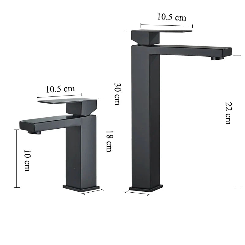 Afralia™ Matte Black Stainless Steel Bathroom Basin Faucet Deck Mounted Mixer Tap