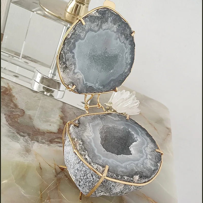 Afralia™ Onyx Stone Jewelry Box Decorative Figurines Home Decoration Accessories