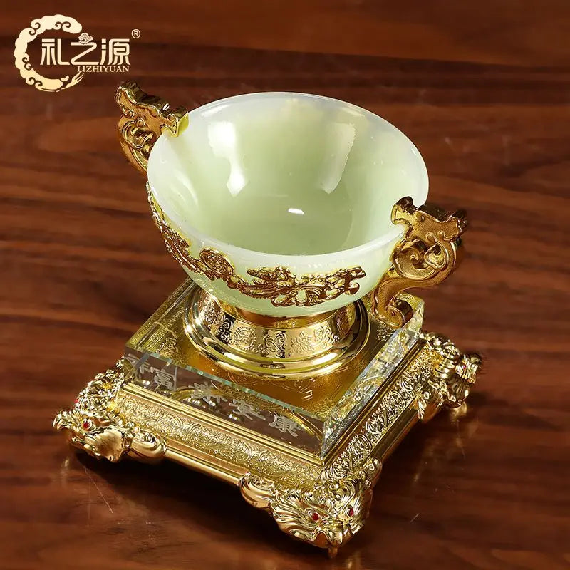 Afralia™ Resin Auspicious Cauldron Luminous Stone Ornament, Home Decor Craft
