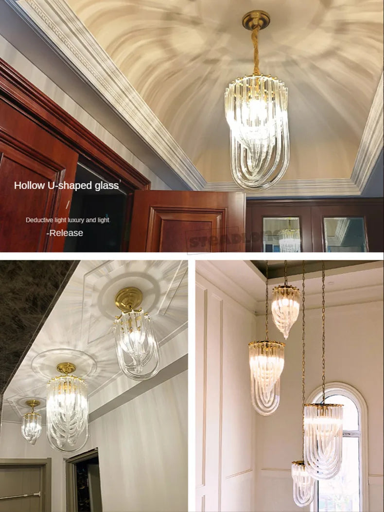 Afralia™ Modern Nordic Glass Tube Chandelier for Living Room Restaurant Bedroom Lighting