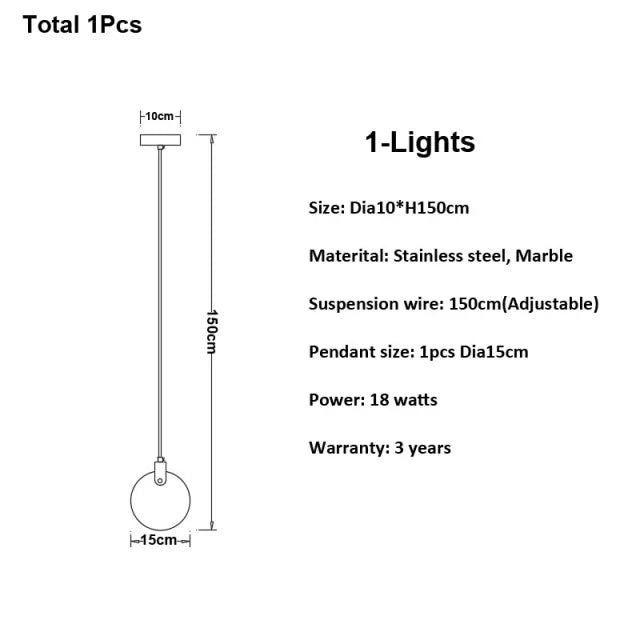 Afralia™ LED Marble Ceiling Pendant Lamp, Modern Interior Lighting for Living Room