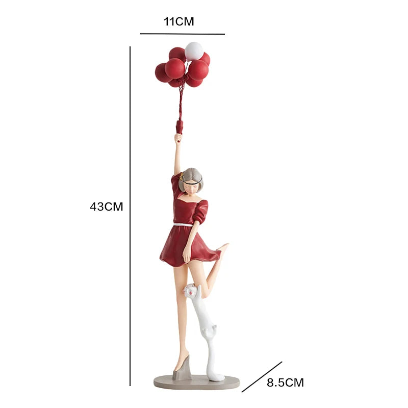 Afralia™ Balloon Girls Resin Home Decor Ornaments