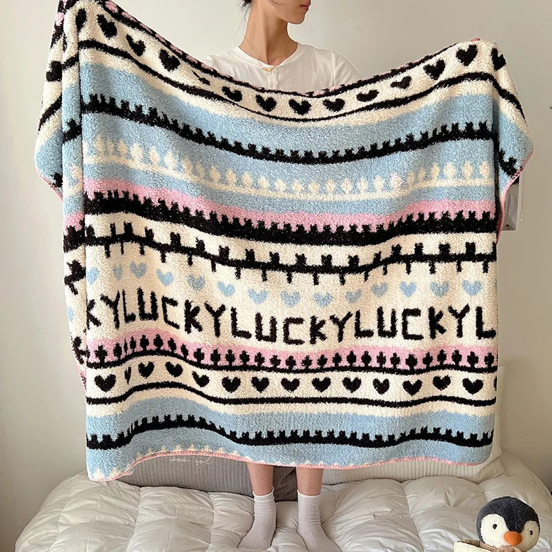 Afralia™ Boho Printed Blanket: Cozy, Multi-Functional, Half-Flannel Shawl, Single/Double Bedspread