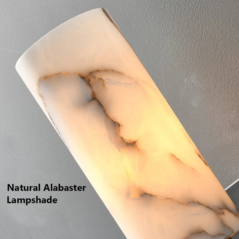 Afralia™ Alabaster Copper Wall Lamp | Luxury Marble Sconce LED Light | Bedroom Living Room Fixture