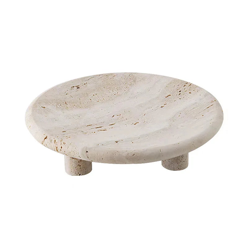 Afralia™ Marble Tray Bowl Decor Vintage Stone Table Jewelry Plate