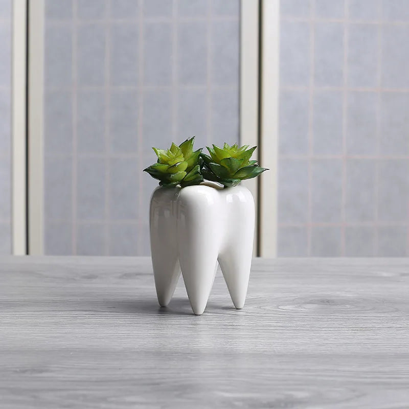 Afralia™ Ceramic Tooth Vase Plant Pot Decoration Arrangement Living Room Flowerpot