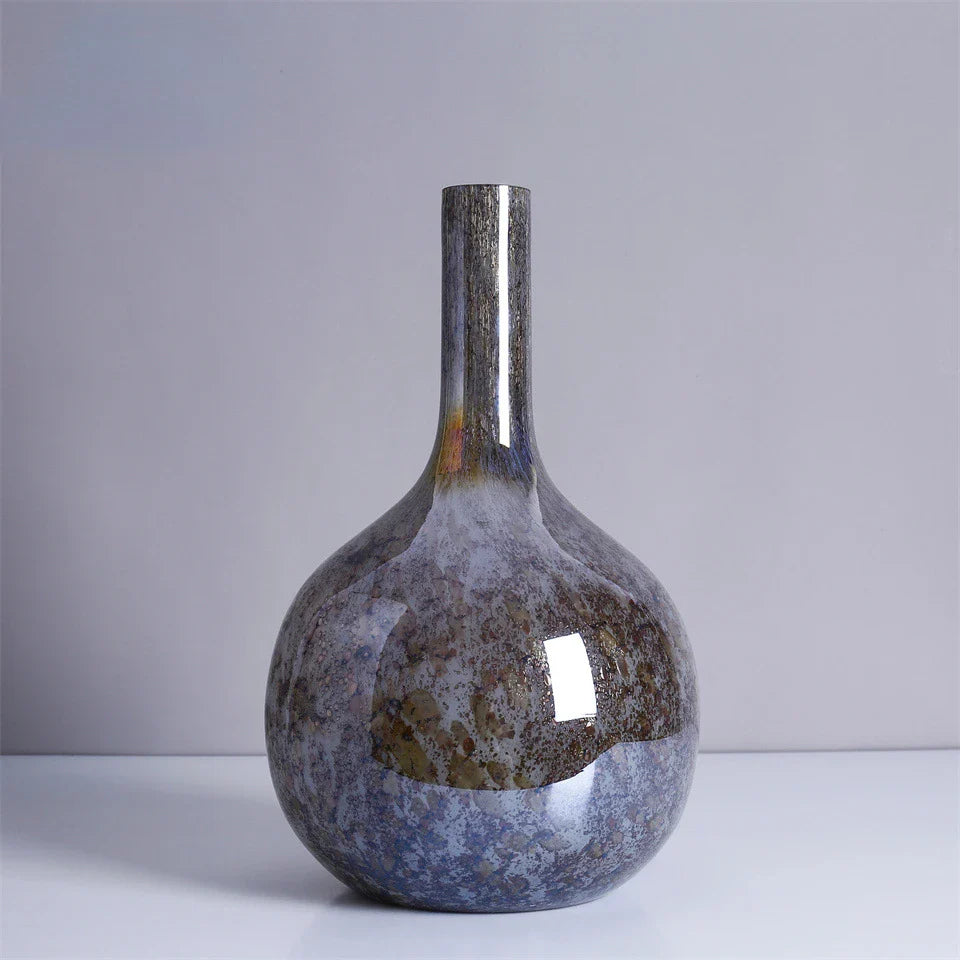 Afralia™ Hand-made Glass Vase Fine Mouth Floral Arrangement Home Decor