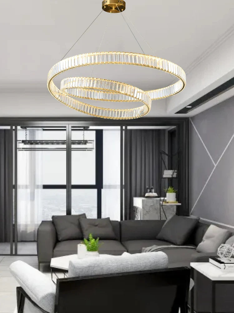 Afralia™ Crystal LED Pendant Light Chandelier for Bedroom Living Room - Adjustable Ceiling Lamp
