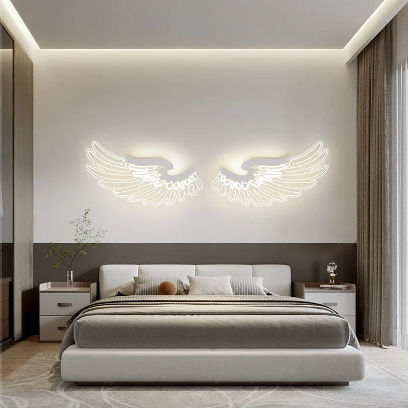 Afralia™ Angel Wings RGB LED Wall Lamp for Living Room Bedroom Restaurant Bar