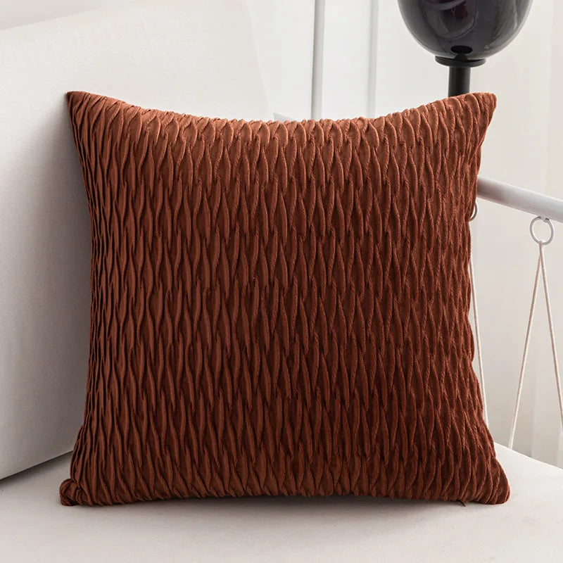 Afralia™ Velvet Striped Pleated Square Pillowcase
