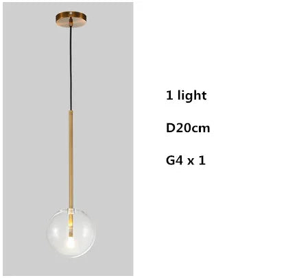 Afralia™ Clear Glass Globe LED Pendant Chandelier for Dining Room and Living Room
