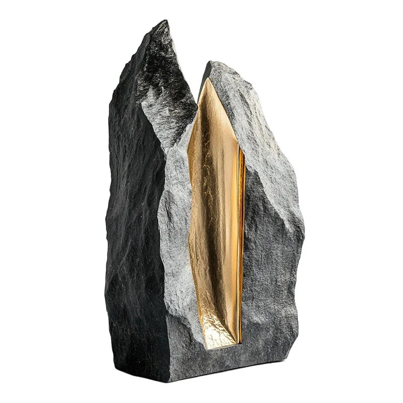 Afralia™ Golden Geometric Animal Sculpture Decor Figurine Ornament Abstract Resin Handicraft