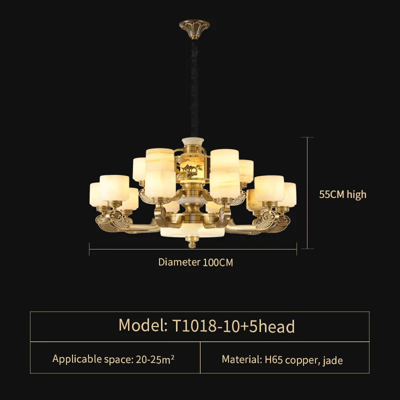 Afralia™ Natural Jade Chandelier - Luxurious Zhongshan Lamps for Dining, Bedroom, and Living Room