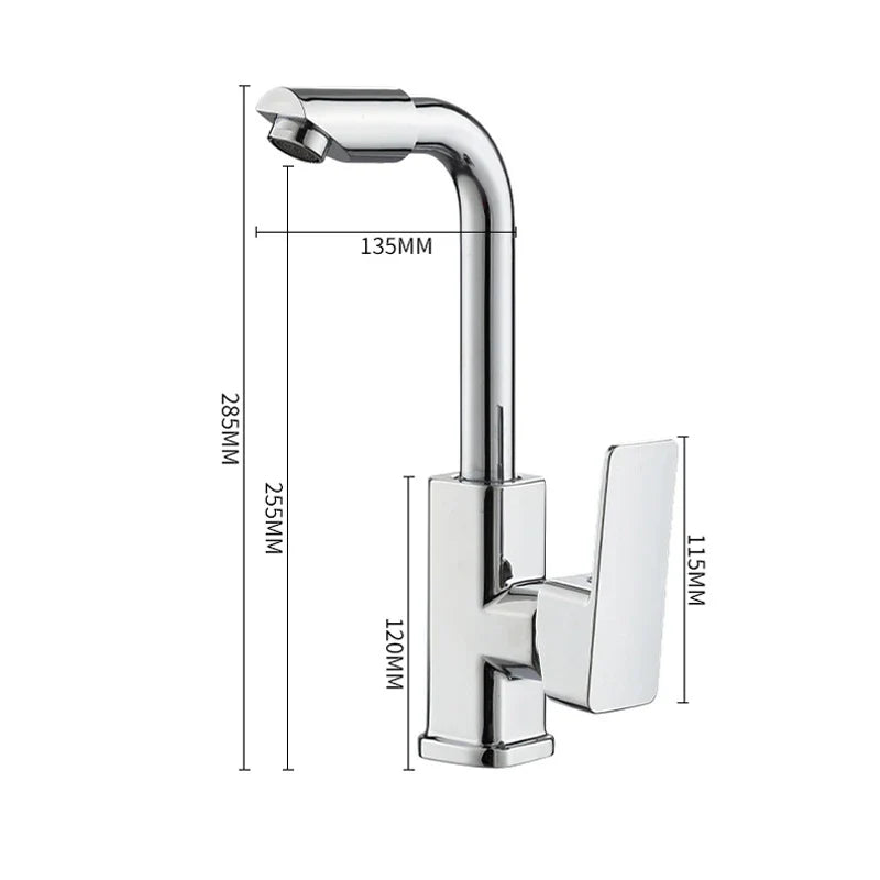 Afralia™ Chrome Tall Basin Mixer Faucet Hot Cold Water Tap Rotating Tapware