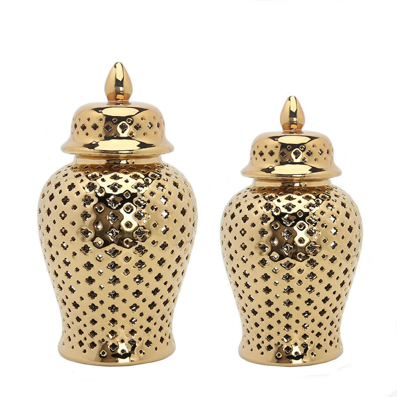 Afralia™ Small Ginger Jar Porcelain Vase with Lid Home Decor Handicraft Ornaments