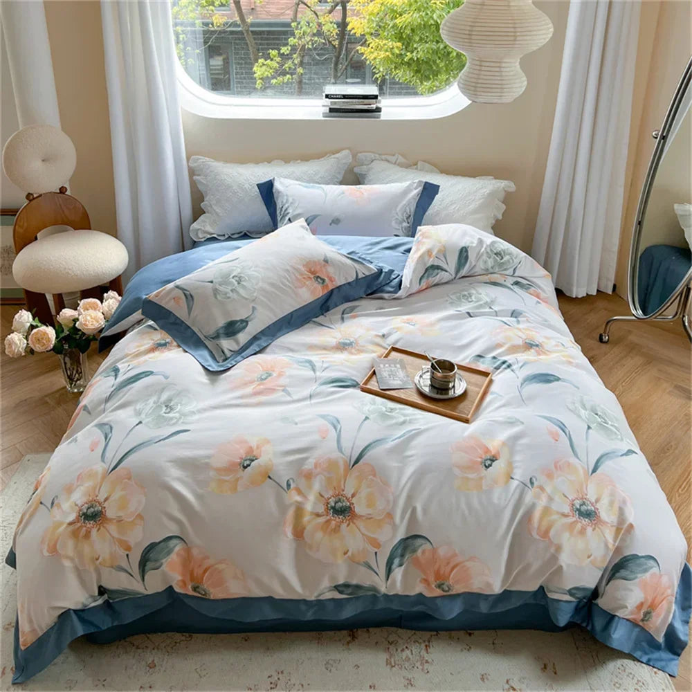 Afralia™ Colorful Bedding Set: King/Queen Size Bed Lines, Sheet, Pillowcase, Duvet Cover Set