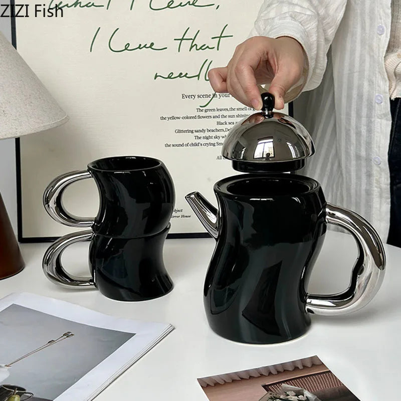 Afralia™ Bending Design Ceramic Coffee Mug for Dining Table and Tea Time