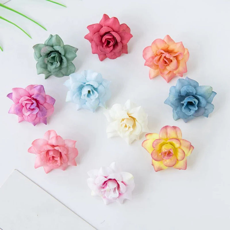 Afralia™ Silk Rose Head Flowers: Christmas Wreath Home DIY Wedding Brooch Craft Decor