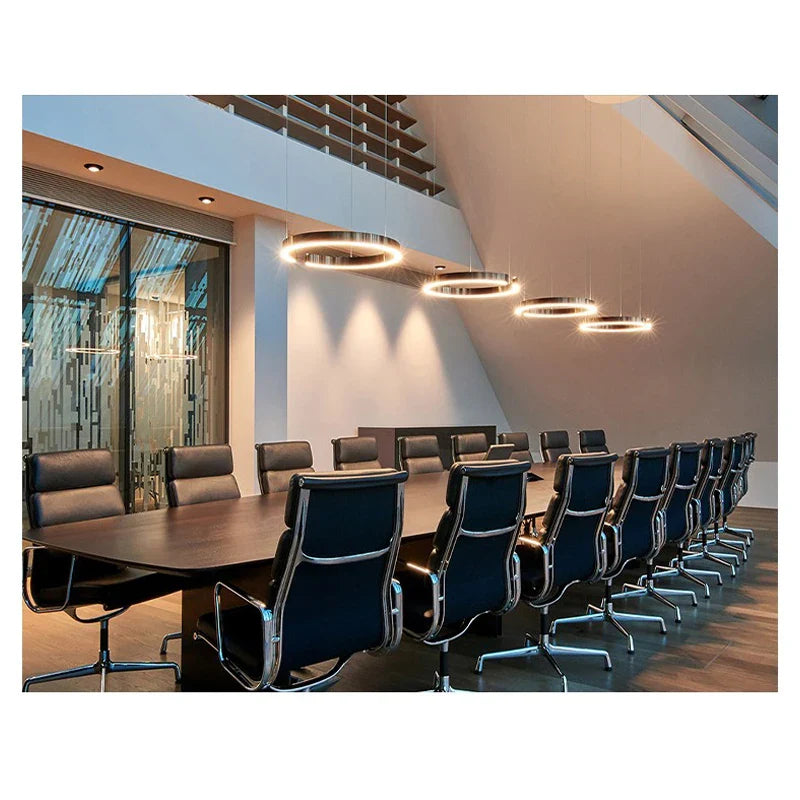 Afralia™ Modern LED Chandelier 4 Circle Pendant Lights Aluminum Gold Black 20-80cm