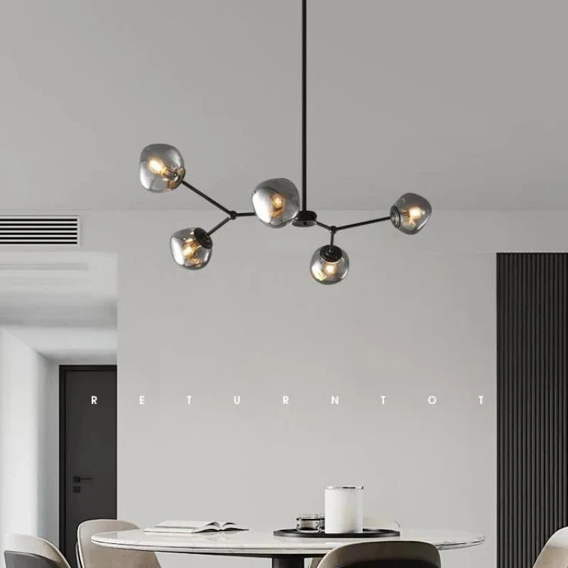 Afralia™ Gray Lava Glass Chandelier LED Pendant Light Modern Nordic Design