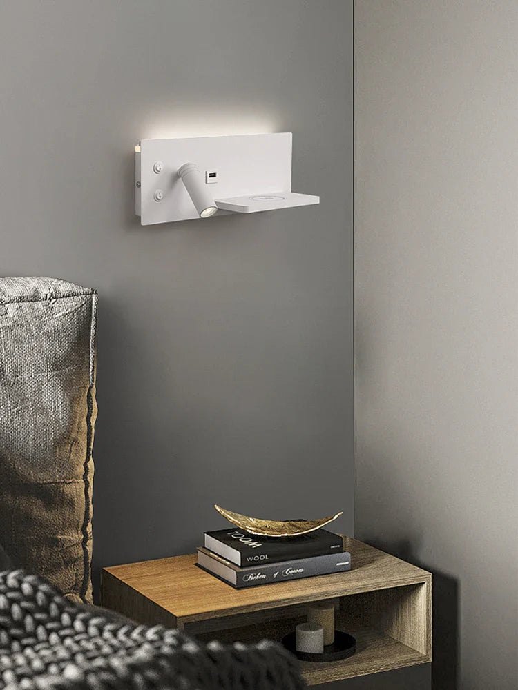 Afralia™ LED Wall Light with USB Phone Charging - Modern Multipurpose Home Decor