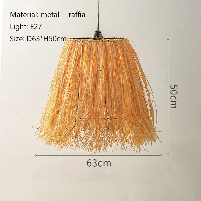 Afralia™ Nordic Raffia Chandelier: Vintage Wabi Sabi LED Pendant Light Fixture