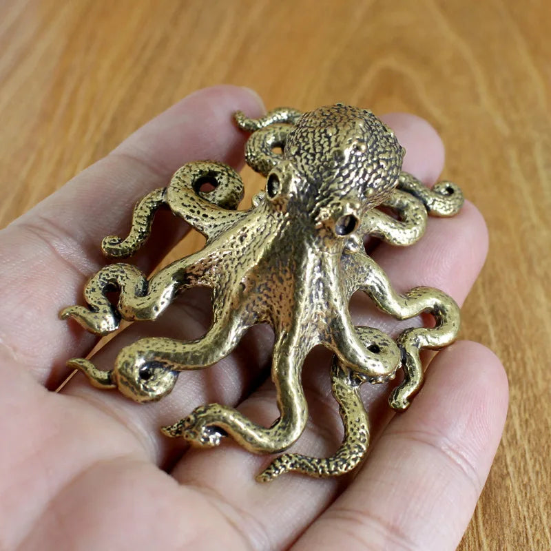 Afralia™ Brass Octopus Sculpture: Golden Metal Home Decor Figurine