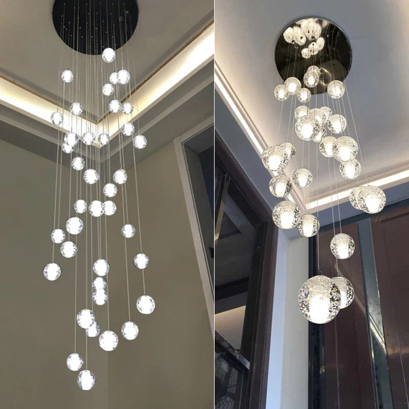 Afralia™ Crystal Ceiling Chandelier for Staircase & Hallway, Elegant Long Cable Pendant Light