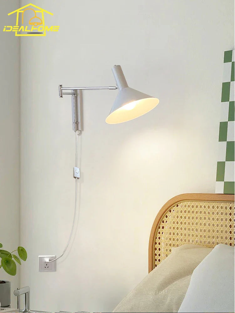 Afralia™ Cream Wind Wall Lamp LED E27 Swing Arm Telescopic Staircase Bedside Reading