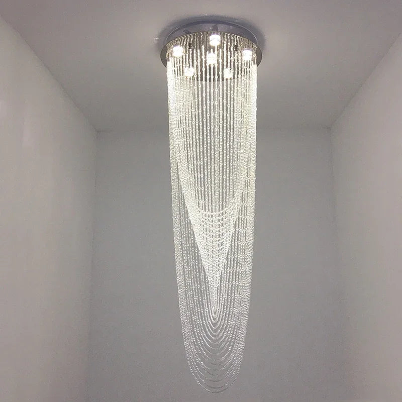 Afralia™ Luxury Crystal Ceiling Light for Home, Stairs & Restaurant Lighting