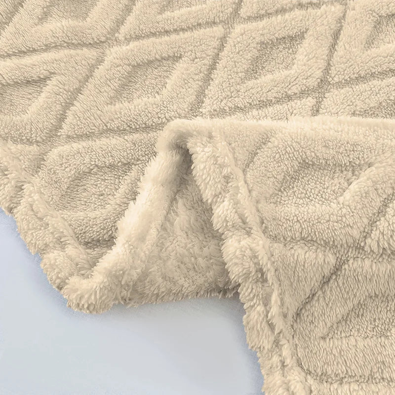 Afralia™ Diamond Jacquard Coral Fleece Blanket for All Seasons