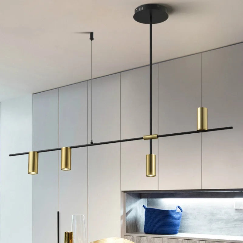 Scandinavian Style Kitchen Chandelier Black and Gold Afralia™ Designer Lamp