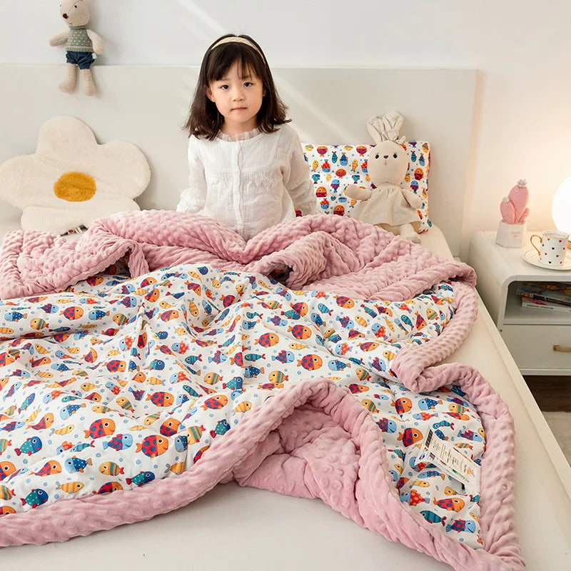Afralia™ Cotton Floral Double Quilt | Retro Soothe Doudou Bedding Blanket