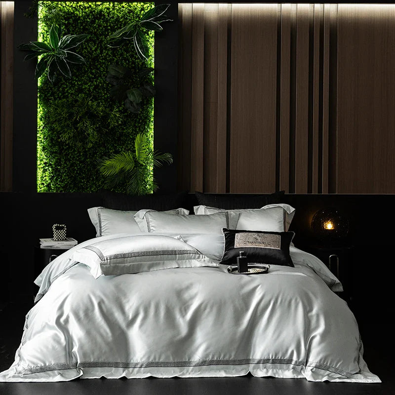 Afralia™ Luxe Champagne Bedding Set in Silky Egyptian Cotton - Queen King Sizes