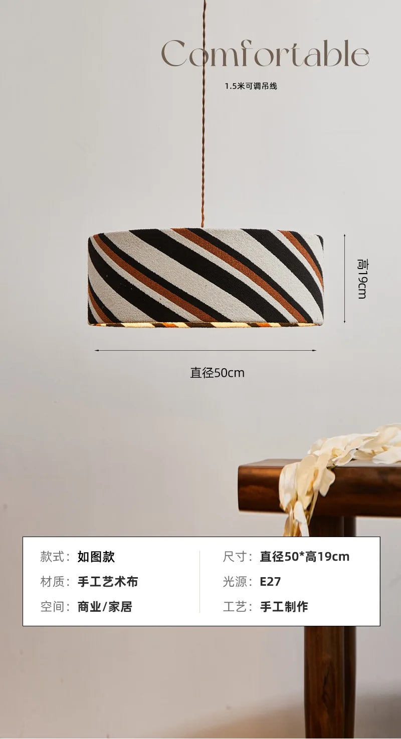 Afralia™ Vintage Fabric Art Pendant Lights LED E27 for Kitchen Living Room