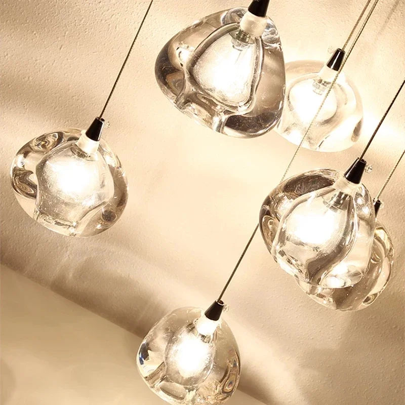 Afralia™ Crystal LED Chandelier Water Droplet Design Luxury Ball Hanging Lamp