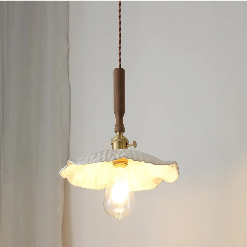 Afralia™ Nordic LED Pendant Light White Ceramic with Copper Knob Switch