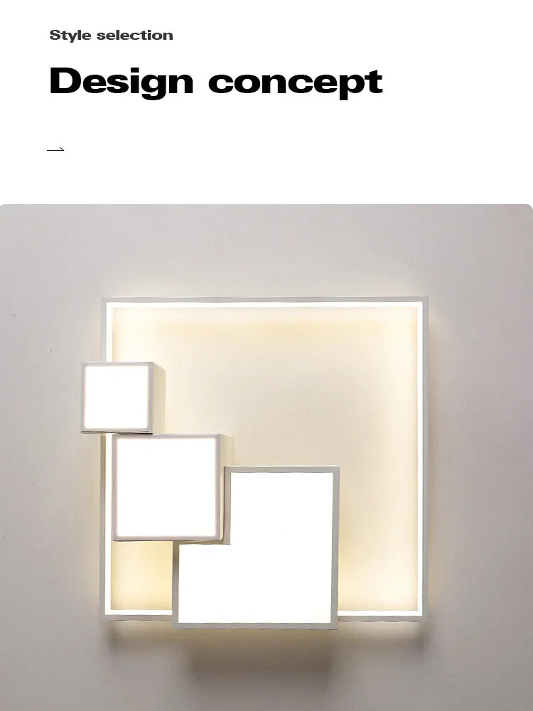 Afralia™ Nordic Square Ceiling Lamp Modern Minimalist Bedroom Lighting