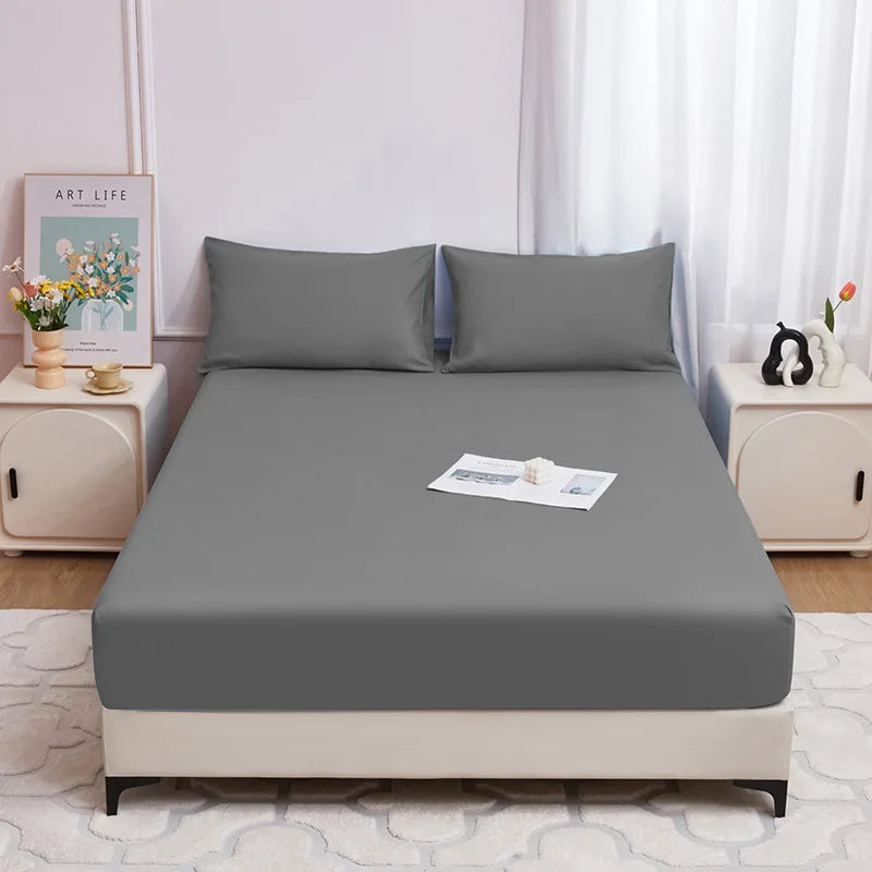 Afralia™ Single Fitted Waterproof Bed Sheet - Solid Color Mattress Protector