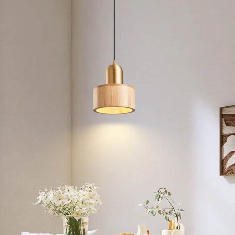 Afralia™ Nordic LED Pendant Light in Walnut Copper Finish for Bar Dining Living Room