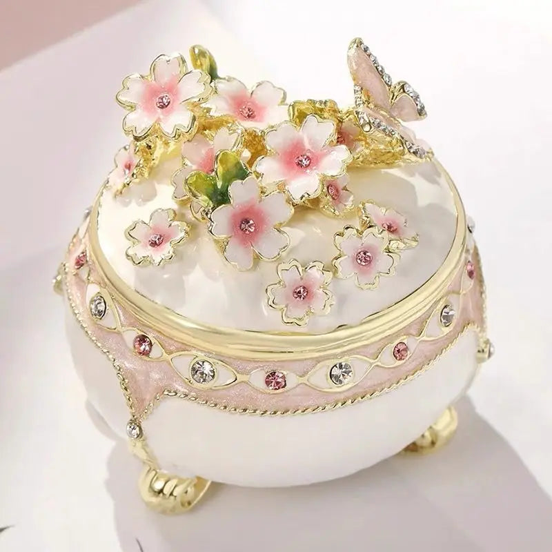 Afralia™ Cherry Blossom Jewelry Trinket Box: Wedding Ring Holder & Dressing Table Decor