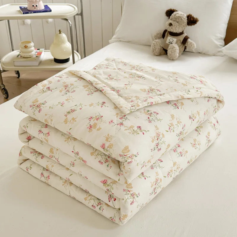 Afralia™ Floral Print Summer Quilt - Soft, Lightweight, Breathable Blanket