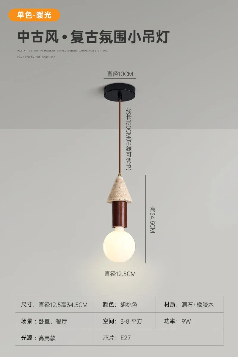 Afralia™ Yellow Wabi Sabi Wood Hanging Lamp Modern Designer Ceiling Pendant Light
