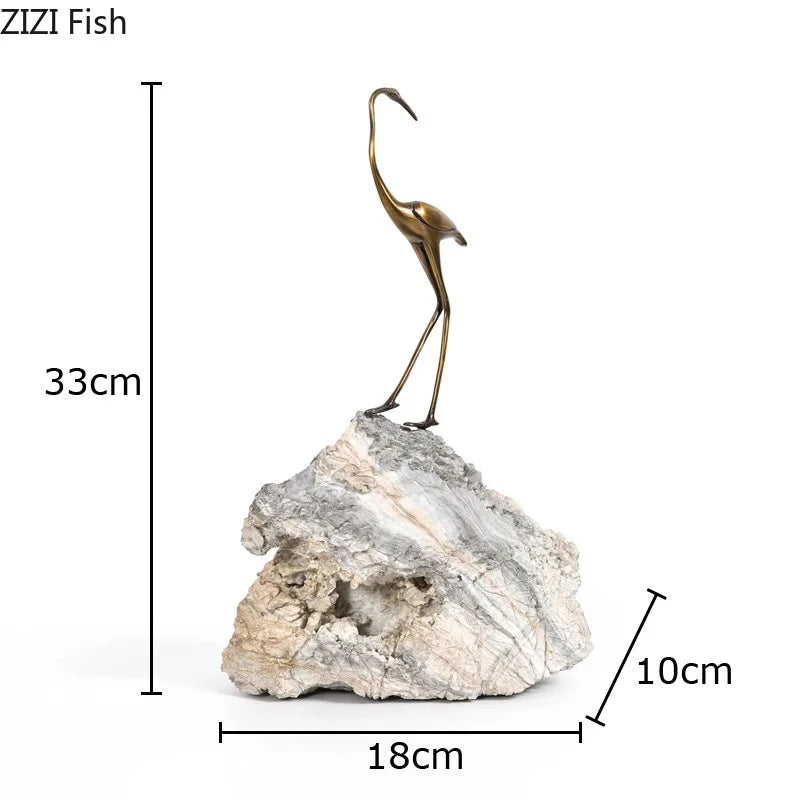 Afralia™ Golden Crane Sculpture: Modern Desk Decoration and Crafts for Room Aesthetics