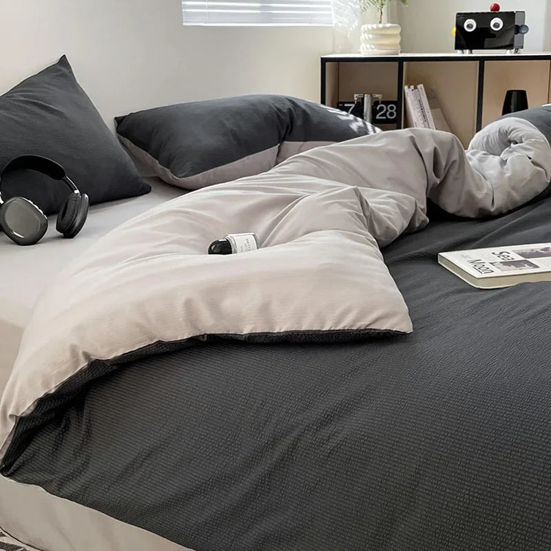 Afralia™ Super Soft Double-Sided Bubble Cotton Bed Four-Piece Set